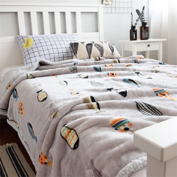 小鸟体育暖洋洋大鱼羊羔绒毯(570浅灰)